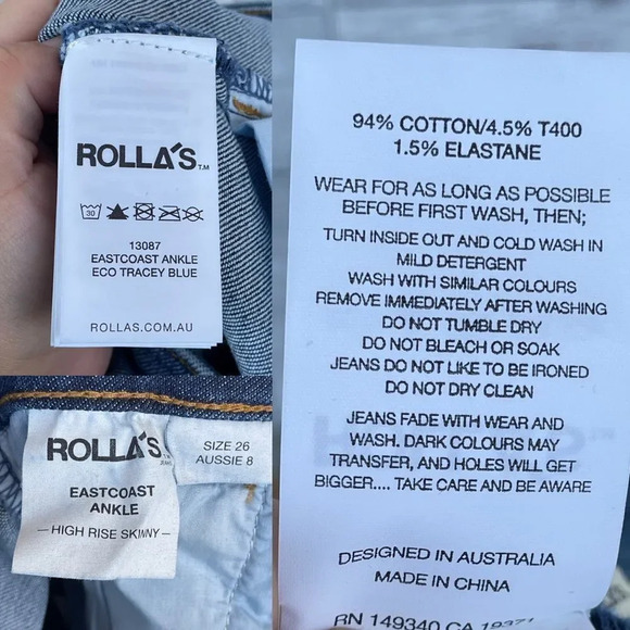 ROLLA'S Eastcoast Ankle High Rise Skinny Jeans in Blue size 26 - Picture 15 of 17